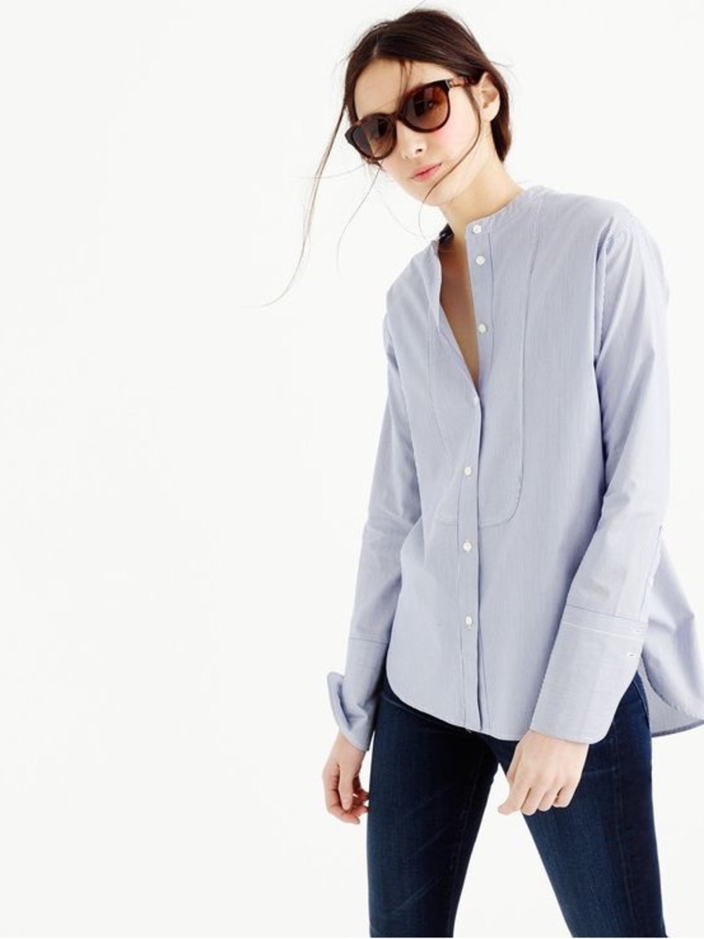Thomas Mason® for J.Crew Collarless Tuxedo Shirt
